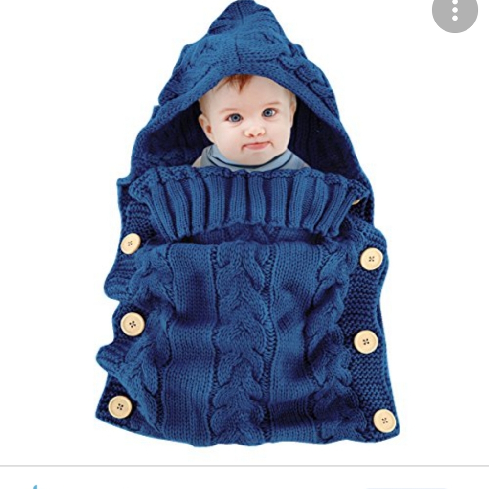 Baby Sleeping bag Swaddle wrap knitted Navy blue